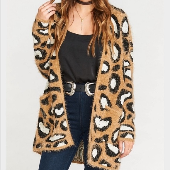 Show Me Your MuMu Sweaters - Show Me Your Mumu Mellow Cozi Cardi Open Sweater Leopard Long Small